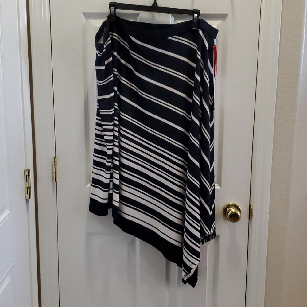 Navy and white striped sleeveless dress